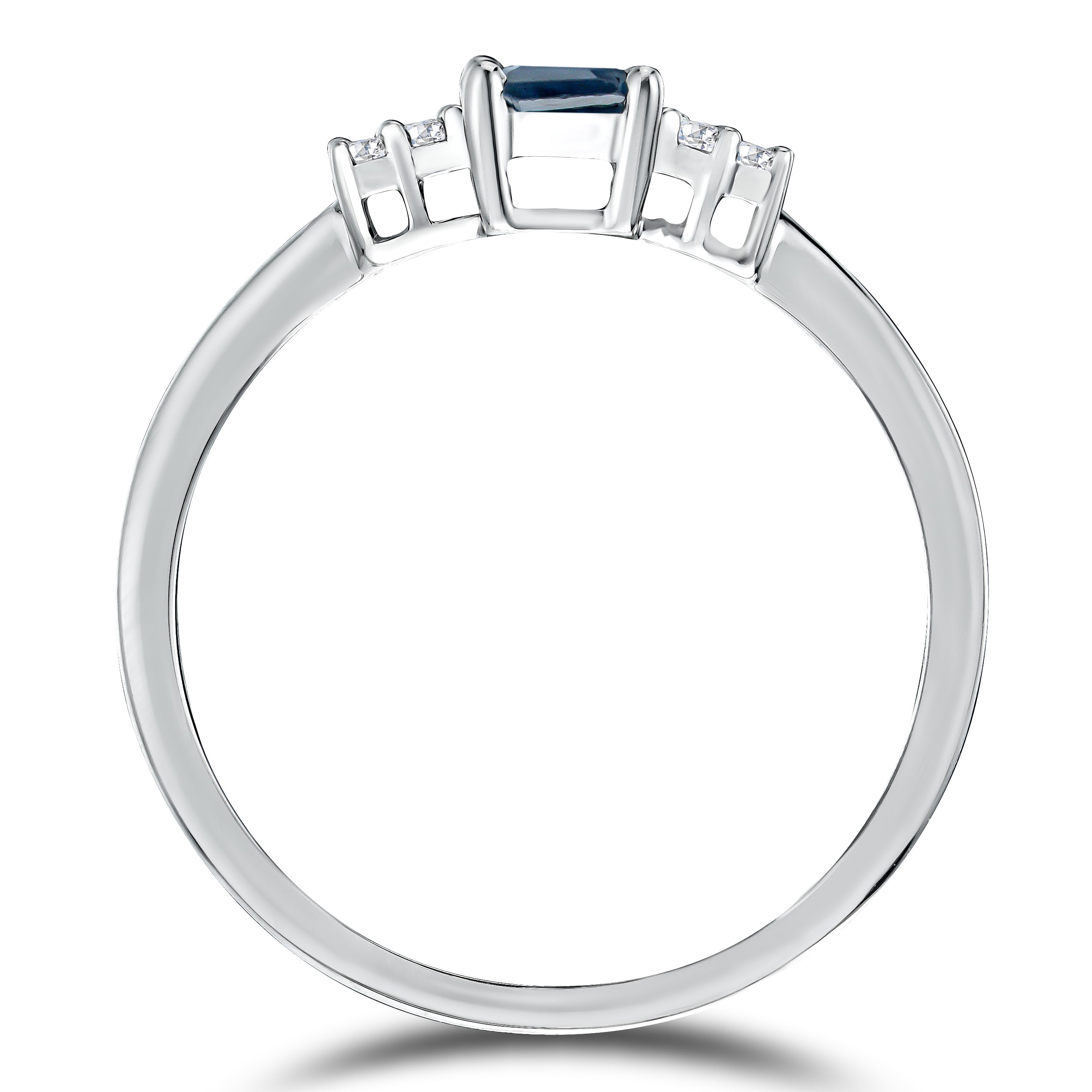 Sapphire 6 x 4mm And Diamond 925 Sterling Silver Ring